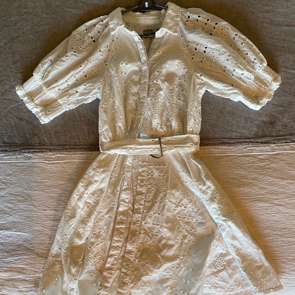 ASOS DESIGN broderie mini dress with puff sleeves - Picture 5 of 6